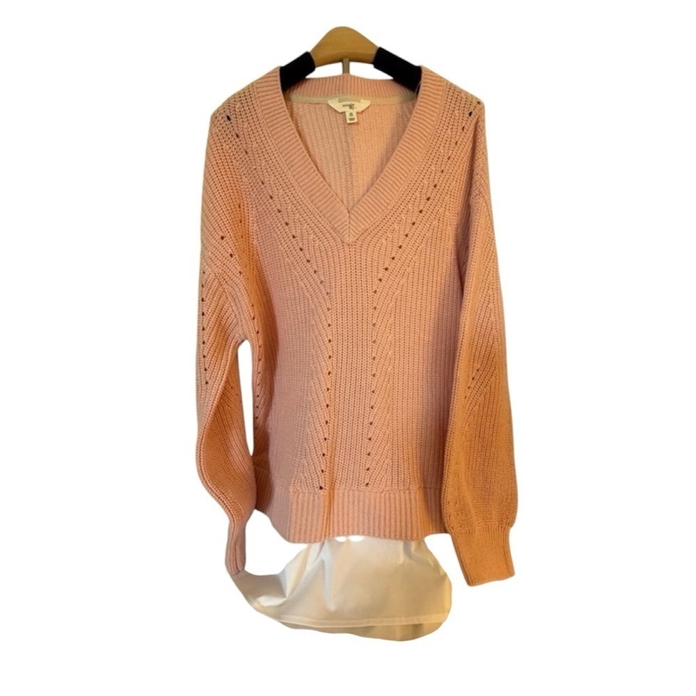 Terra & Sky - Sweater size 0X (1X) - Pink with white shirt‎ under sweater.